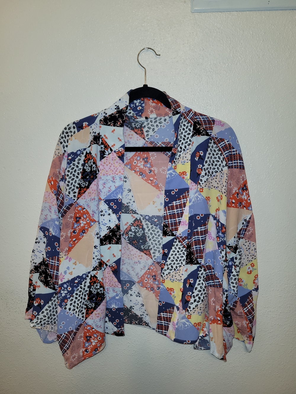 GAP Patchwork Floral Print Draped Open Front Blouse Jacket Spring 2018